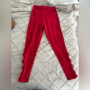 Victoria's Secret Red Sheer Detail Leggings